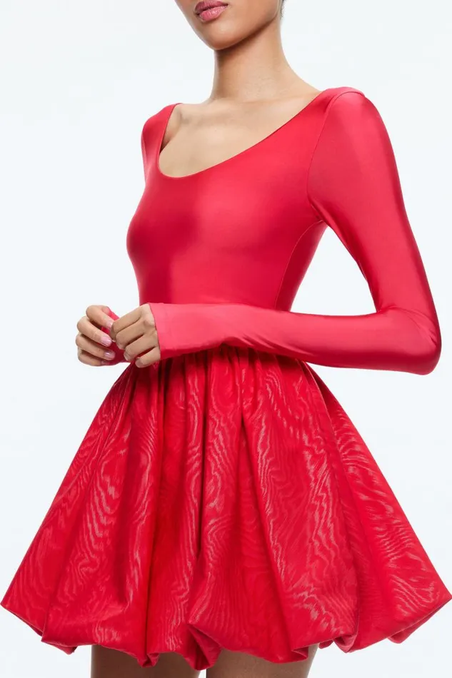 Alice Olivia Chara Bubble Hem Dress Bright Ruby Women Dresses