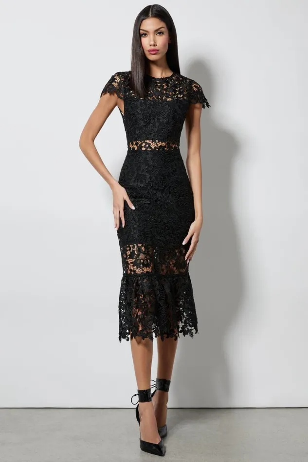 Alice Olivia Clover Open Back Dress Black Women Dresses