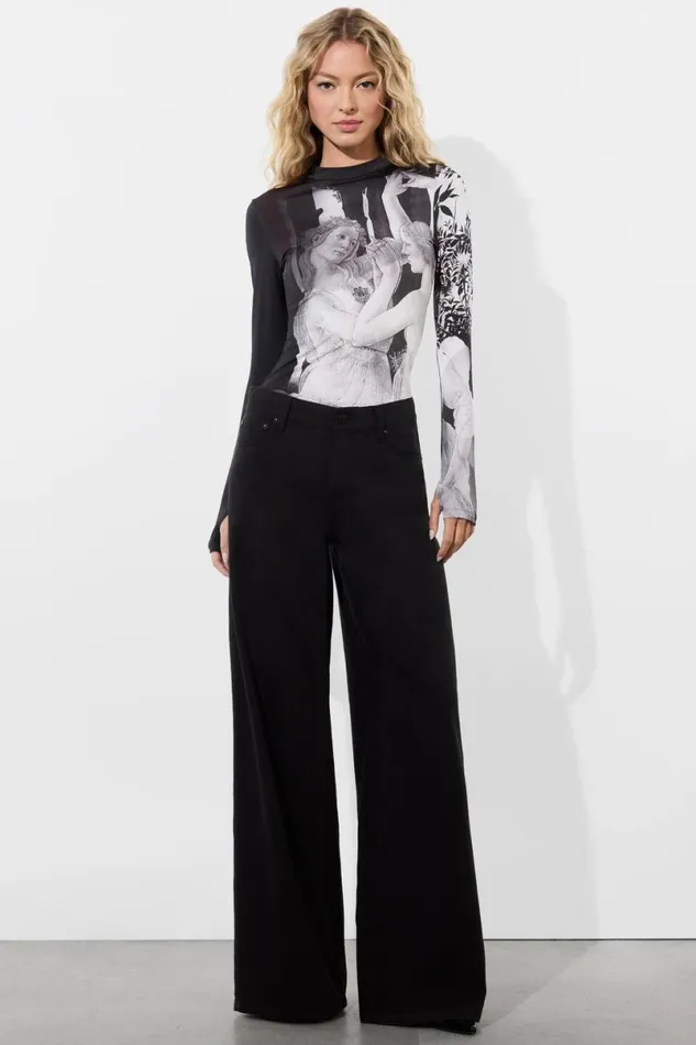 Alice Olivia Delaina Mock Neck Top Renaissance Fresco Women Tops
