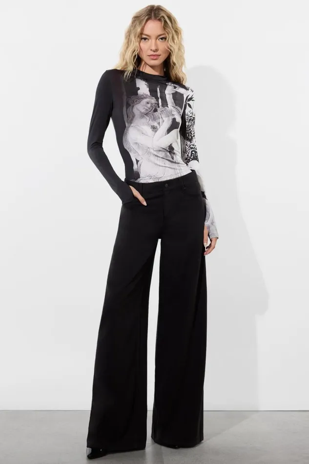 Alice Olivia Delaina Mock Neck Top Renaissance Fresco Women Tops
