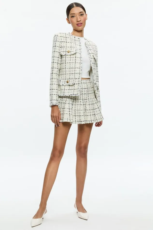 Alice Olivia Dumont Jacket Off Whiteblack Women Outerwear