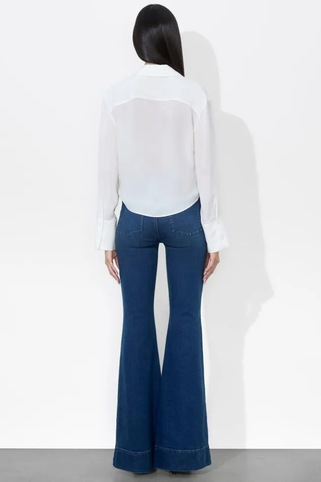 Alice Olivia Hannon Tie Front Blouse Off White Women Tops
