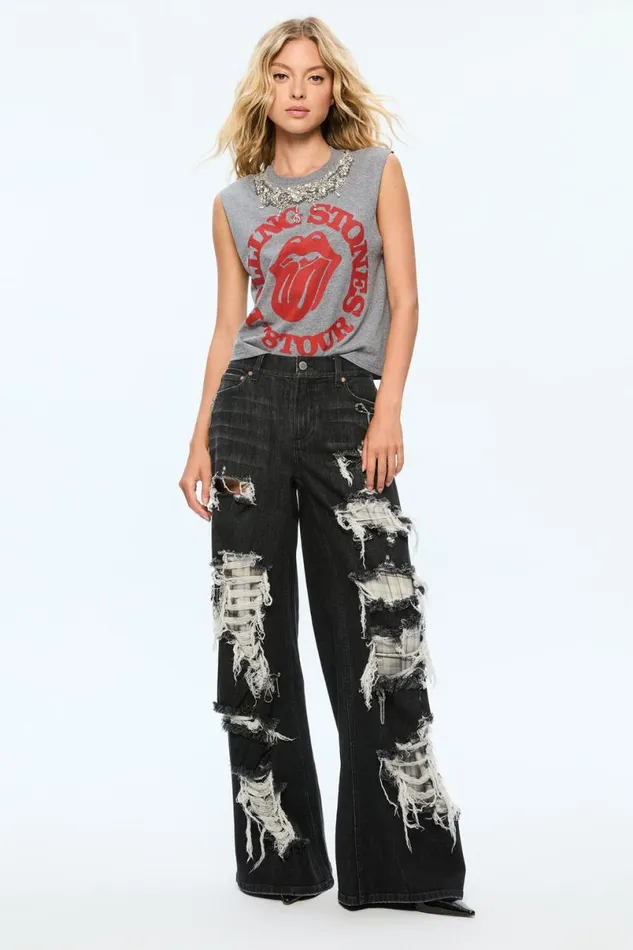Alice Olivia Harper Jean Maya Charcoal Black Women Pants