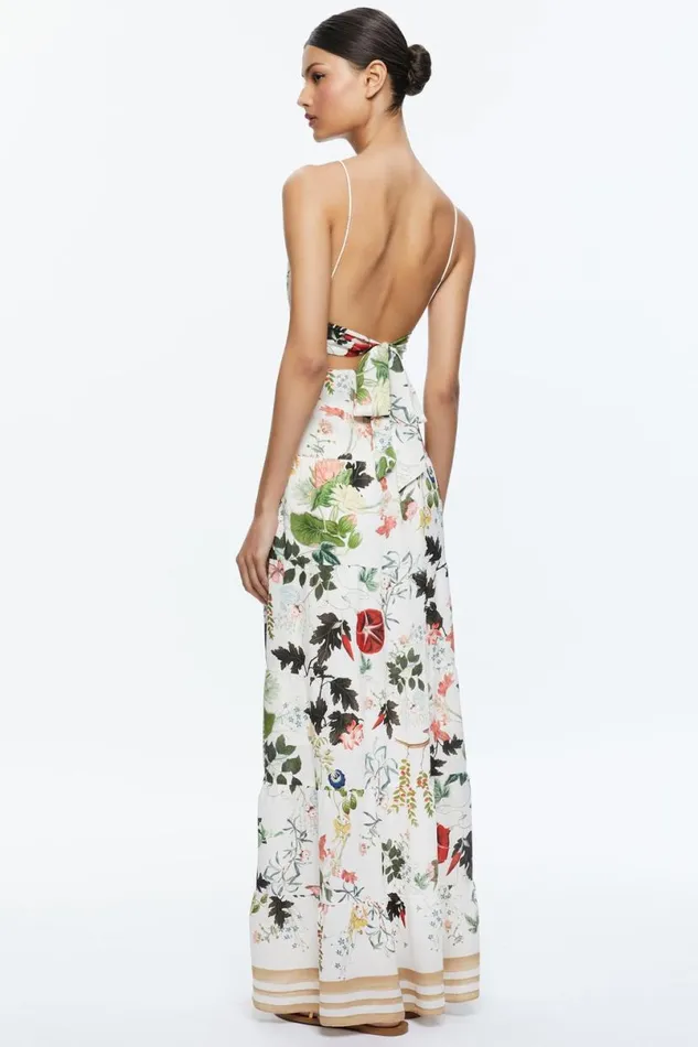 Alice Olivia Karolina Paneled Halter Maxi Dress Blush Kiss Vanilla Women Dresses