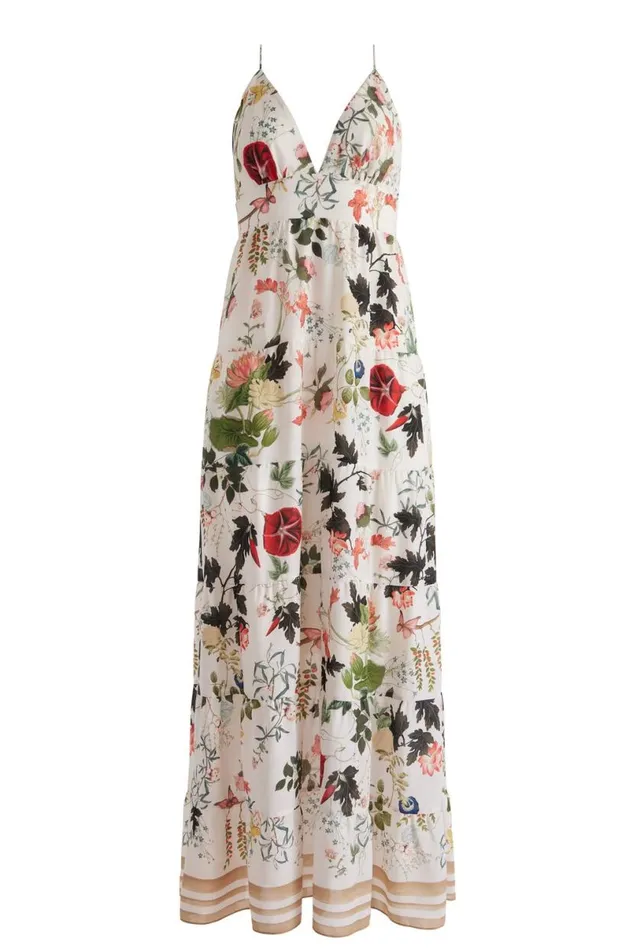 Alice Olivia Karolina Paneled Halter Maxi Dress Blush Kiss Vanilla Women Dresses