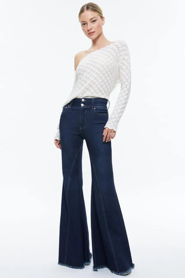 Alice Olivia Lexie Off The Shoulder Pullover Soft White Women Sweaters