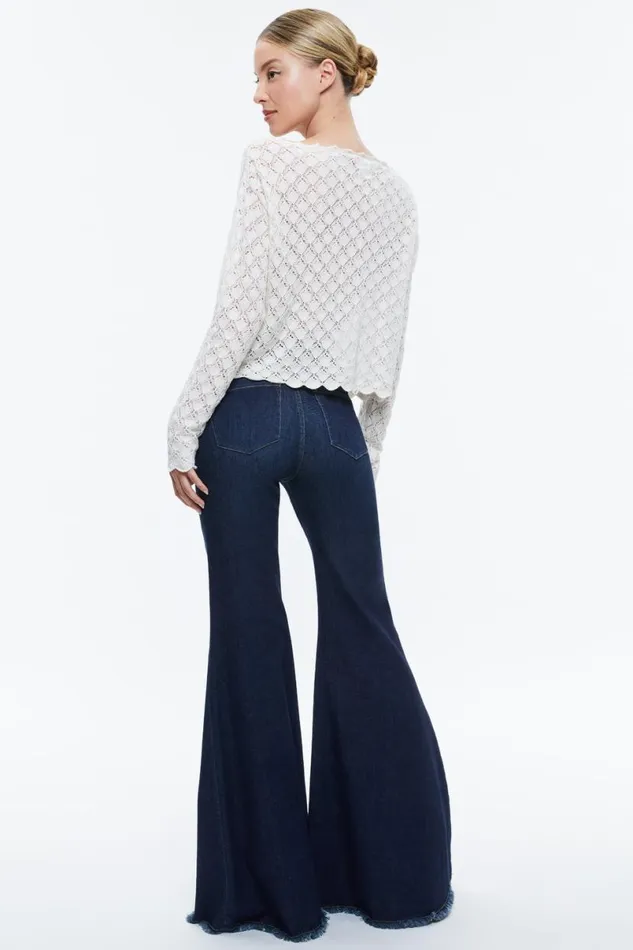 Alice Olivia Lexie Off The Shoulder Pullover Soft White Women Sweaters