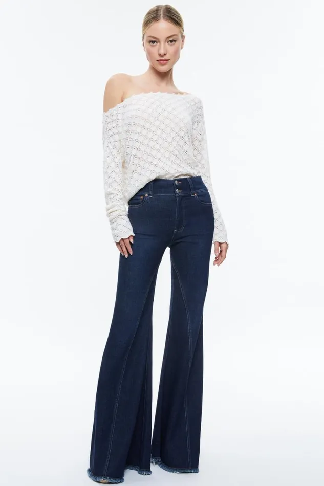Alice Olivia Lexie Off The Shoulder Pullover Soft White Women Sweaters