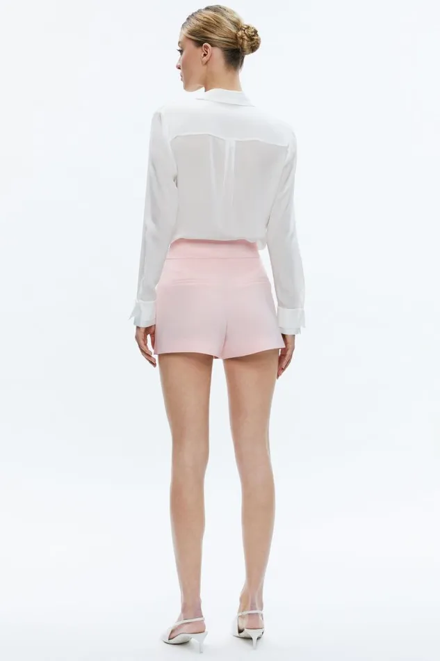 Alice Olivia Mara Crossover Waistband Clean Short Pink Lace Women Shorts