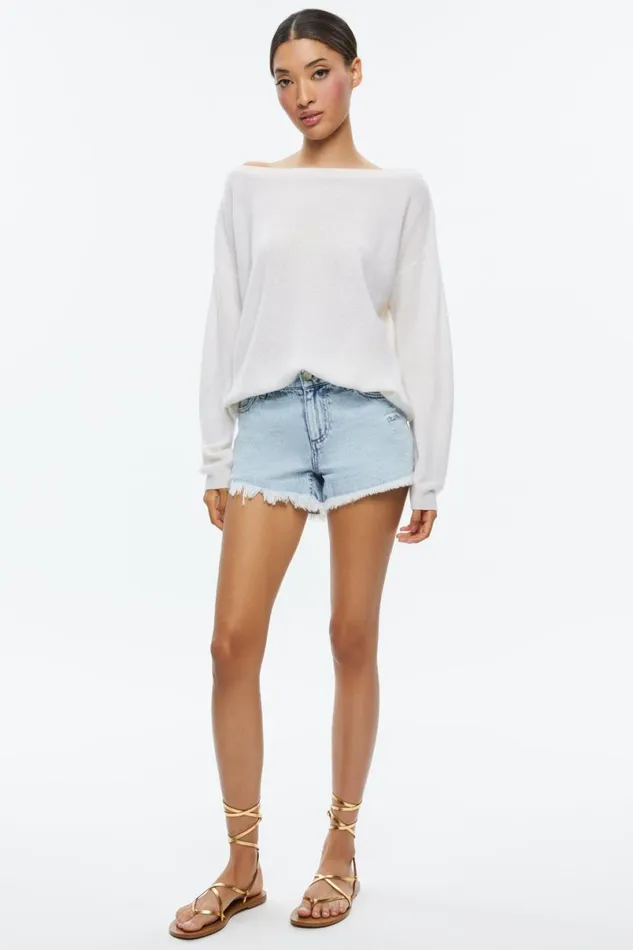 Alice Olivia Marg Cashmere Slouchy Pullover Ecru Women Sweaters