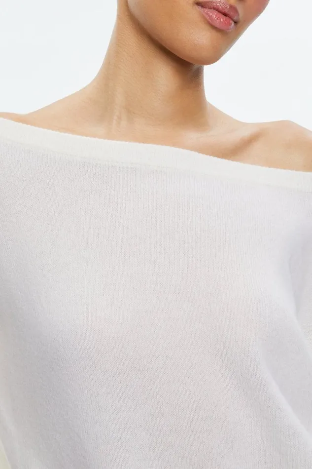 Alice Olivia Marg Cashmere Slouchy Pullover Ecru Women Sweaters