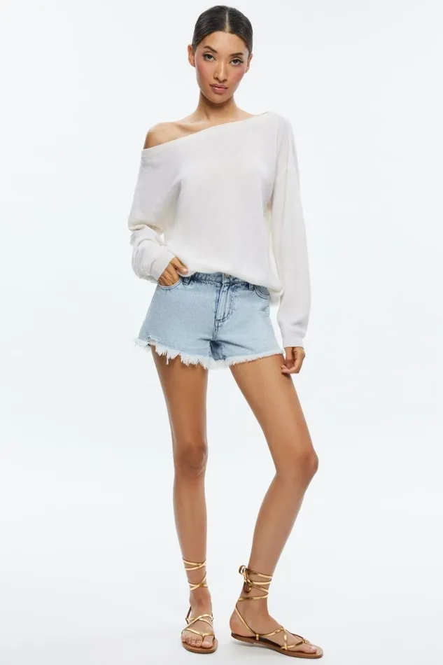 Alice Olivia Marg Cashmere Slouchy Pullover Ecru Women Sweaters