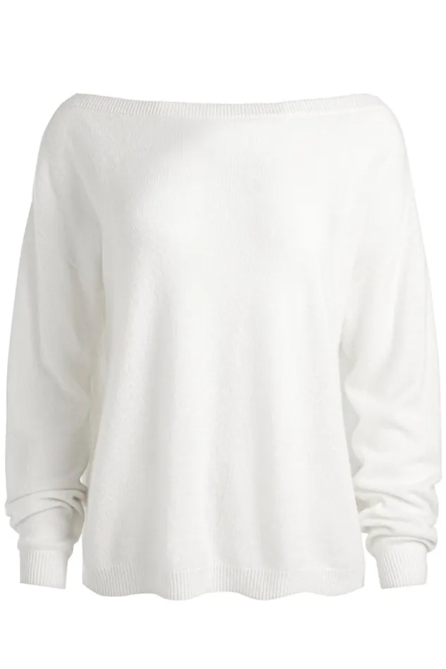 Alice Olivia Marg Cashmere Slouchy Pullover Ecru Women Sweaters