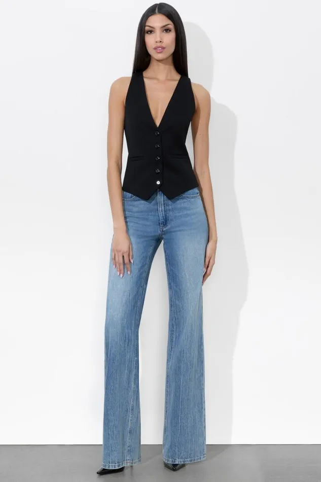 Alice Olivia Mazie Vest Black Women Tops