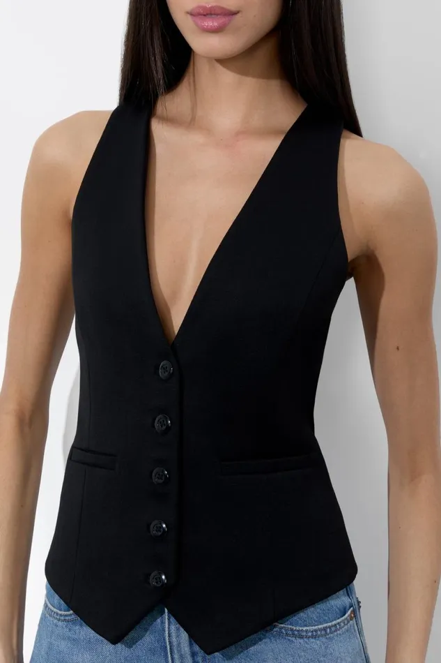 Alice Olivia Mazie Vest Black Women Tops