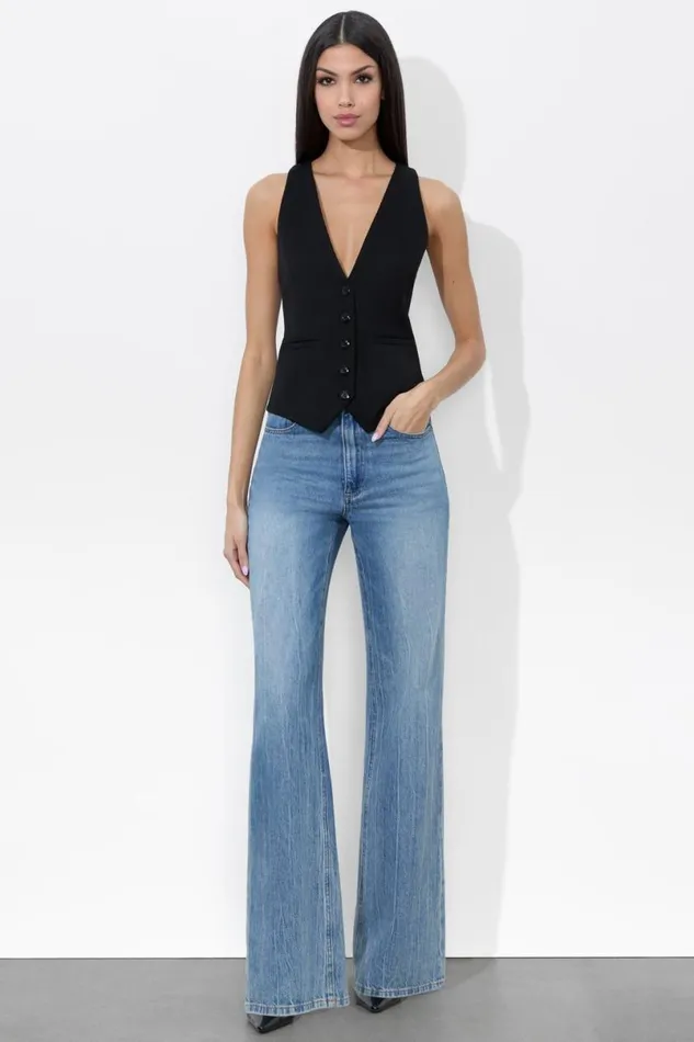 Alice Olivia Mazie Vest Black Women Tops