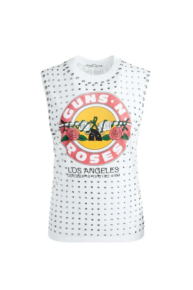 Alice Olivia Micah Muscle Tank Off Whitemulti Women Tops