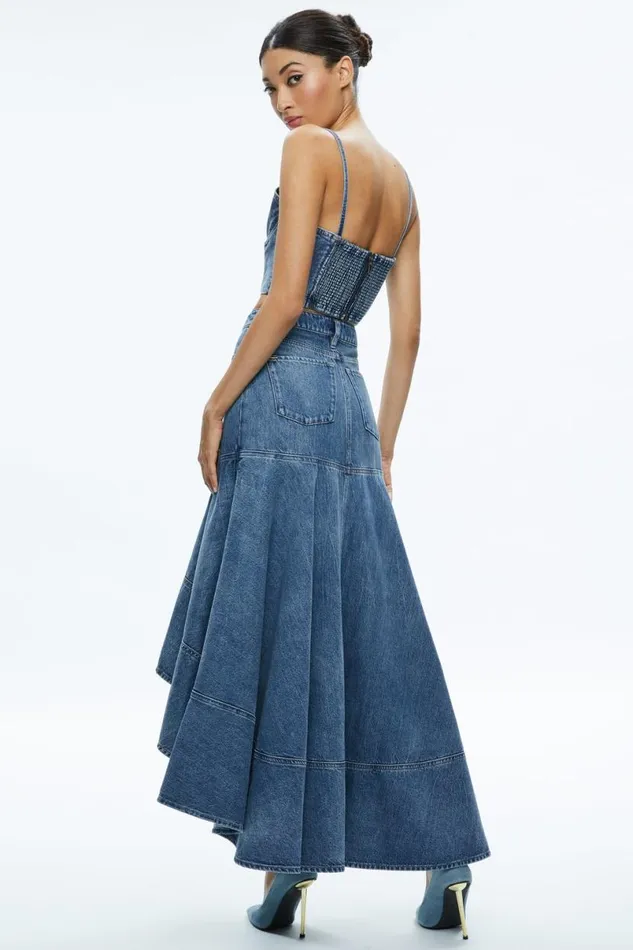 Alice Olivia Natacha Spaghetti Strap Bustier Brooklyn Blue Women Tops