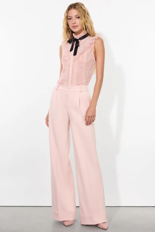 Alice Olivia Rheba Lace Blouse Pearl Blush Women Tops