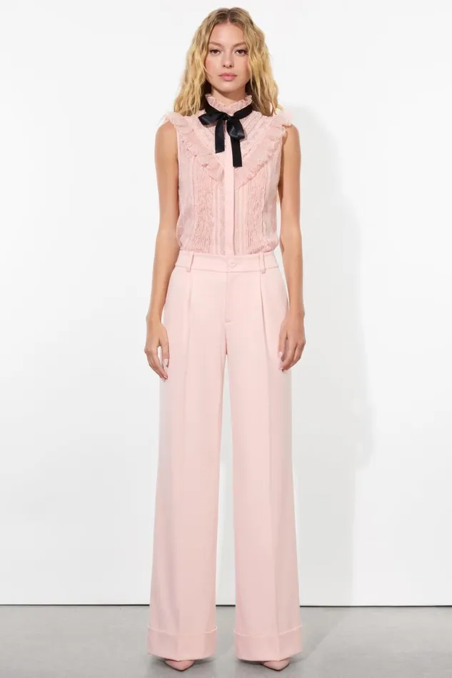 Alice Olivia Rheba Lace Blouse Pearl Blush Women Tops