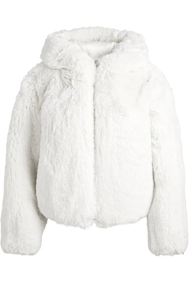 Alice Olivia Rowe Faux Fur Bomber Off White Women Outerwear