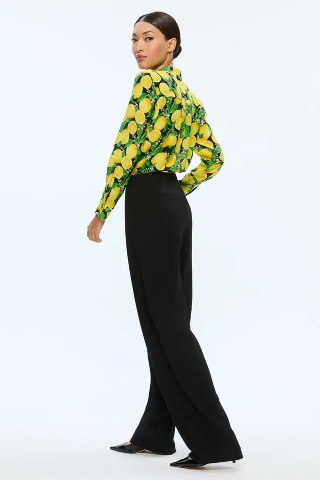 Alice Olivia Willa Placket Top Lemon Tree Women Tops