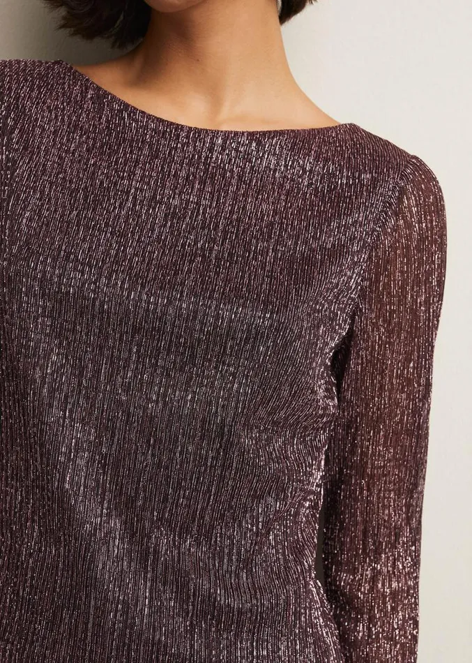Alix Sparkly Plisse Top Rose Gold Women Phase Eight Tops and TShirts