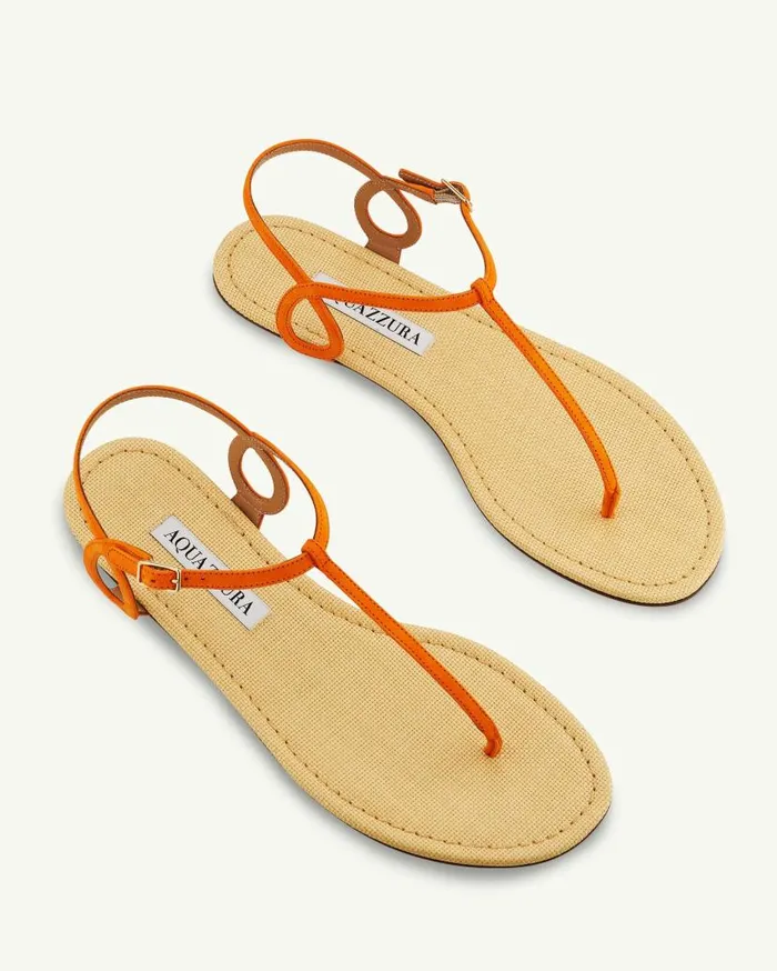 Almost Bare Sandal Flat Orange Women Aquazzura Flats Almost Bare Sandal Flat Orange Women Aquazzura Flats