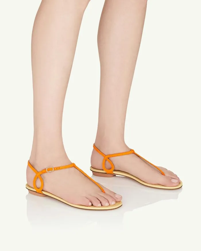 Almost Bare Sandal Flat Orange Women Aquazzura Flats Almost Bare Sandal Flat Orange Women Aquazzura Flats