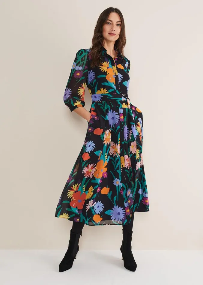 Alta Floral Midaxi Dress Blackmulti Women Phase Eight Dresses