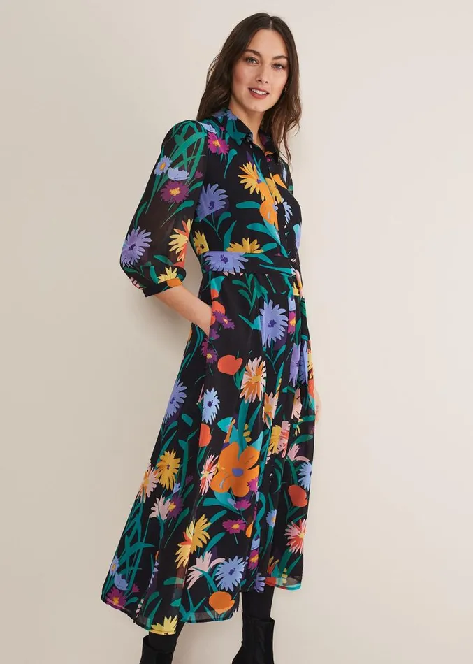 Alta Floral Midaxi Dress Blackmulti Women Phase Eight Dresses