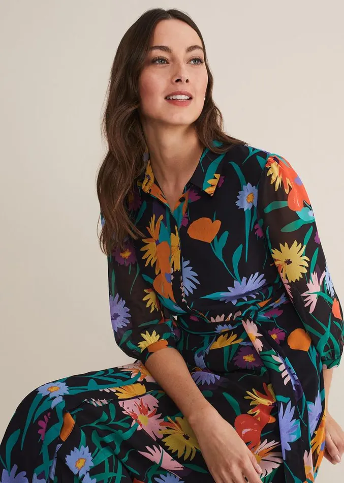 Alta Floral Midaxi Dress Blackmulti Women Phase Eight Dresses