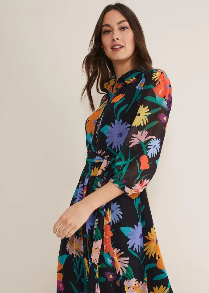 Alta Floral Midaxi Dress Blackmulti Women Phase Eight Dresses