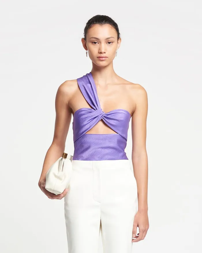 Alvin Twisted CrispSatin Top Iris Women Nanushka Tops