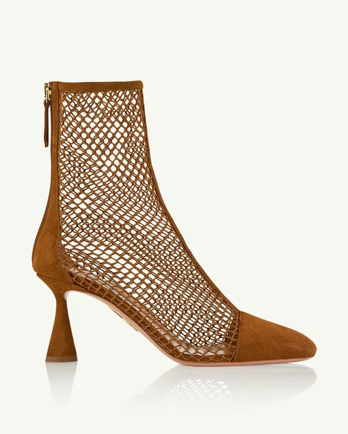 Amore Mesh Bootie 75 Brown Women Aquazzura Booties Amore Mesh Bootie 75 Brown Women Aquazzura Booties