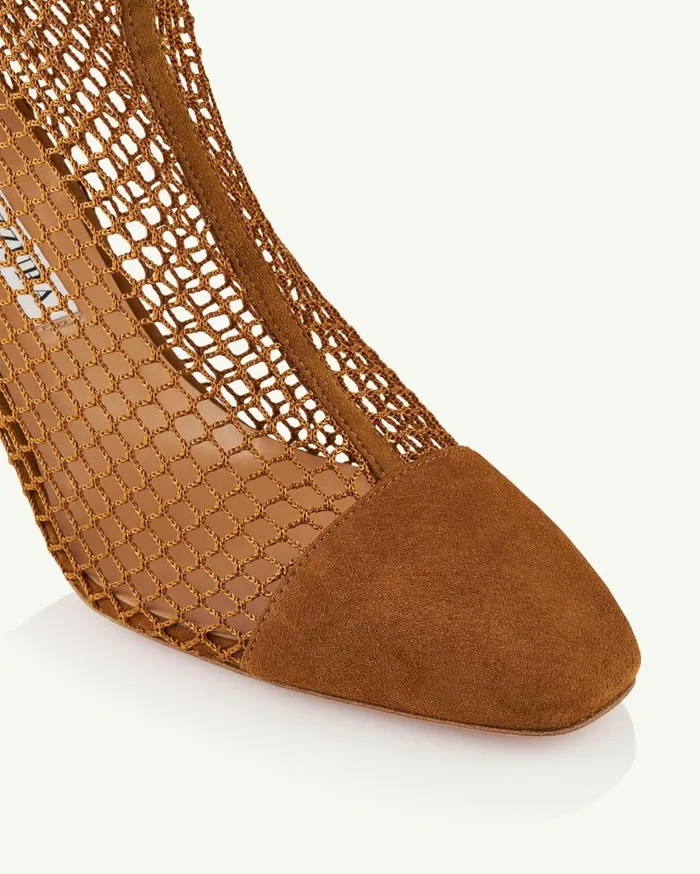 Amore Mesh Bootie 75 Brown Women Aquazzura Booties Amore Mesh Bootie 75 Brown Women Aquazzura Booties