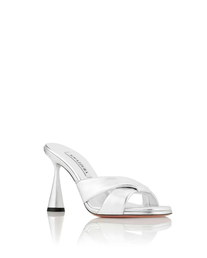 Amore Mule 95 Silver Women Aquazzura Sandals Amore Mule 95 Silver Women Aquazzura Sandals