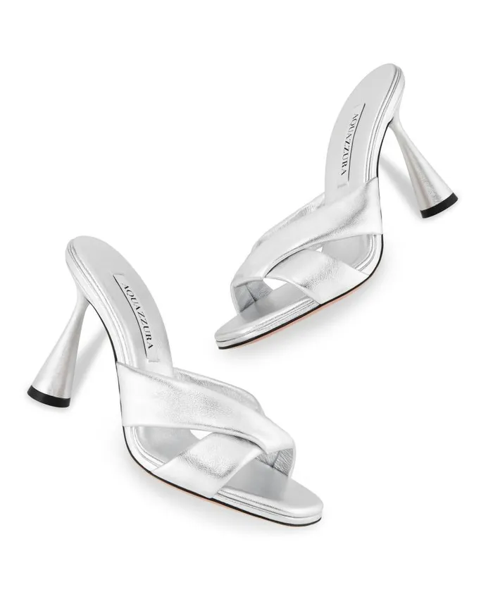 Amore Mule 95 Silver Women Aquazzura Sandals Amore Mule 95 Silver Women Aquazzura Sandals