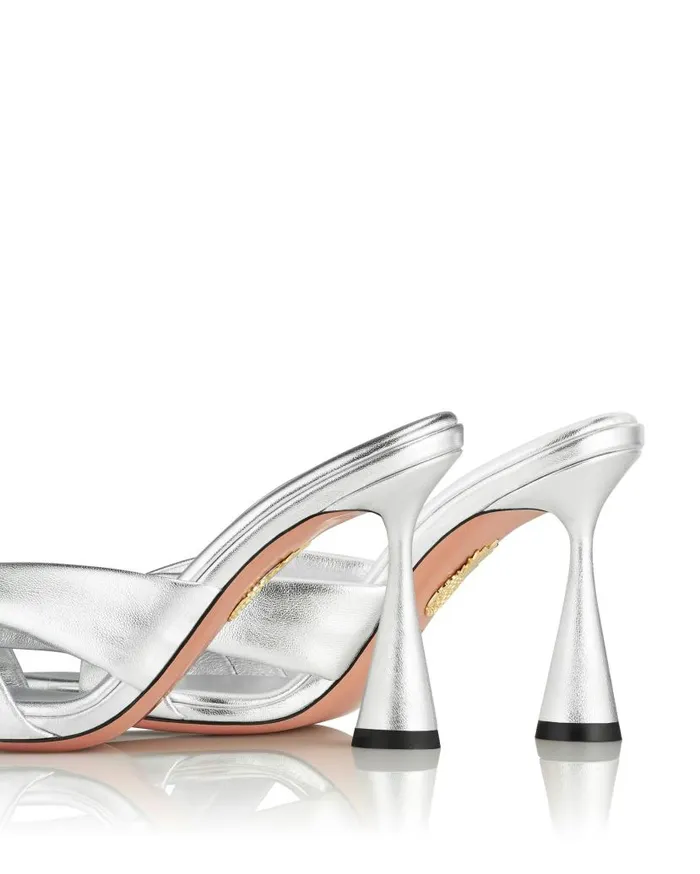 Amore Mule 95 Silver Women Aquazzura Sandals Amore Mule 95 Silver Women Aquazzura Sandals