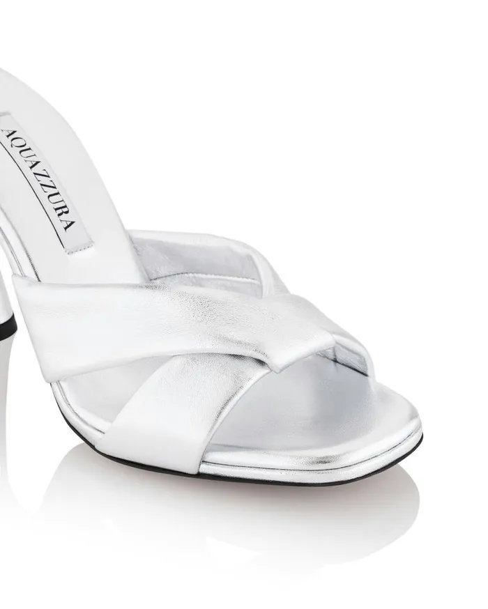 Amore Mule 95 Silver Women Aquazzura Sandals Amore Mule 95 Silver Women Aquazzura Sandals