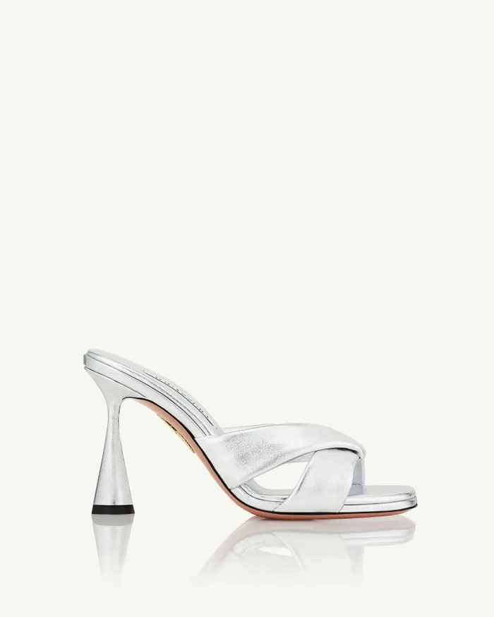 Amore Mule 95 Silver Women Aquazzura Sandals Amore Mule 95 Silver Women Aquazzura Sandals