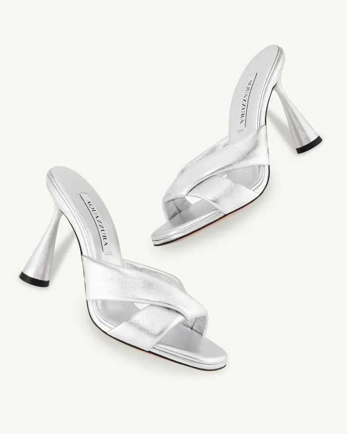 Amore Mule 95 Silver Women Aquazzura Sandals Amore Mule 95 Silver Women Aquazzura Sandals