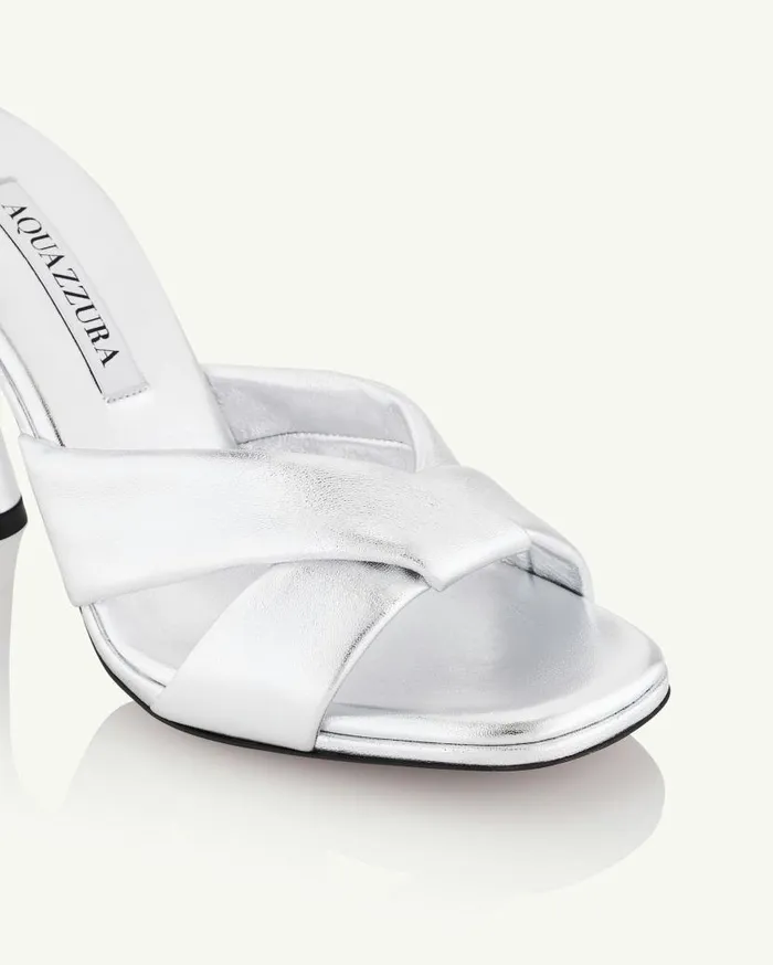 Amore Mule 95 Silver Women Aquazzura Sandals Amore Mule 95 Silver Women Aquazzura Sandals