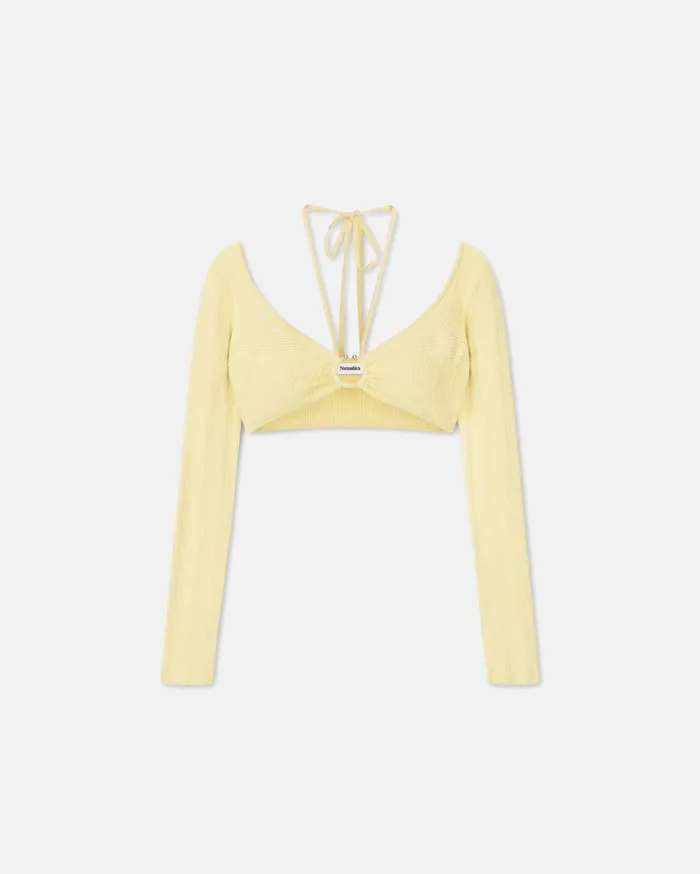 Amra Sale TerryKnit Top Pale Yellow Women Nanushka Tops