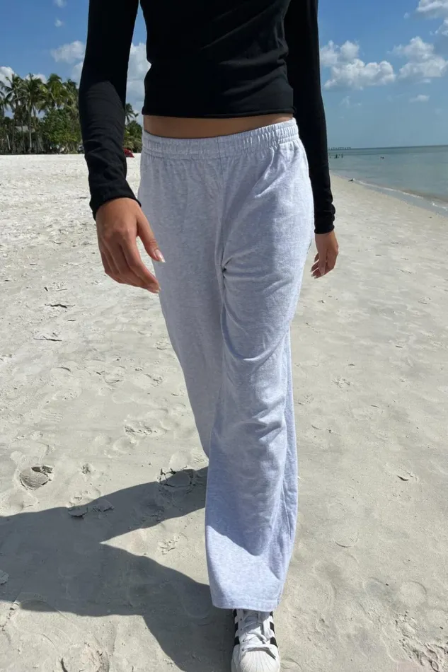 Anastasia Sweatpants Light Silver Women Brandy Melville Sweatpants and Sweatshirts