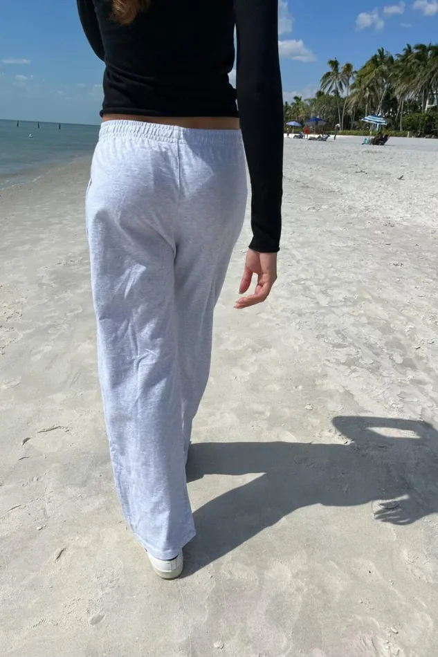 Anastasia Sweatpants Light Silver Women Brandy Melville Sweatpants and Sweatshirts