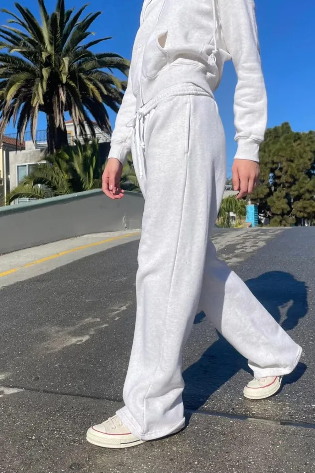 Anastasia Tie Sweatpants Melange Grey Women Brandy Melville Sweatpants and Sweatshirts