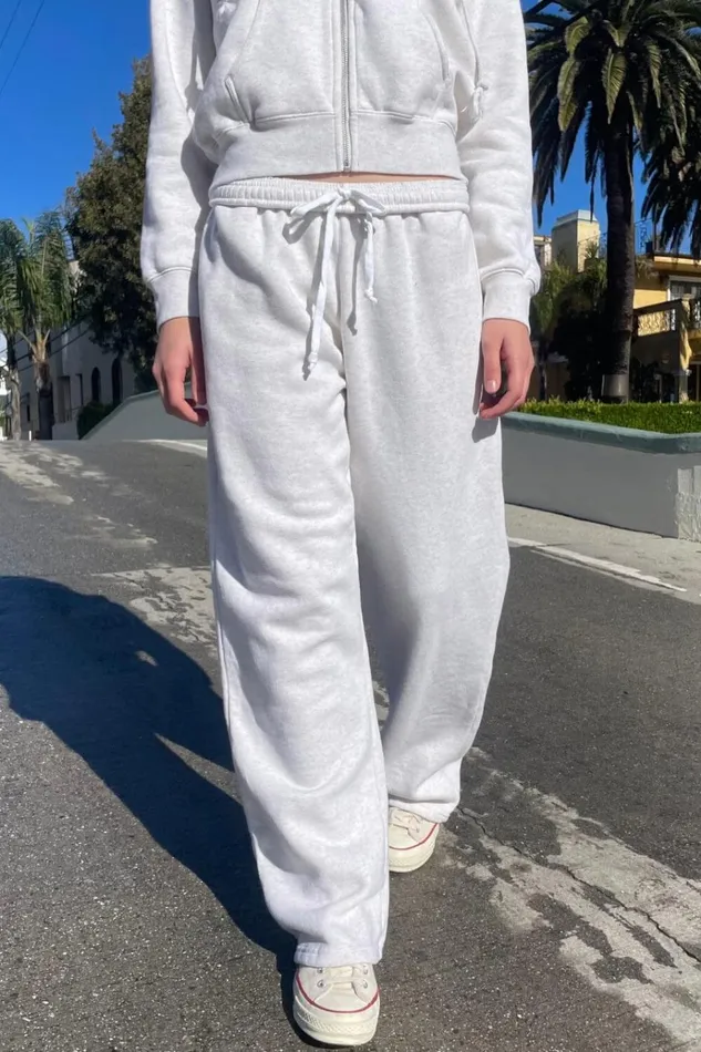 Anastasia Tie Sweatpants Melange Grey Women Brandy Melville Sweatpants and Sweatshirts