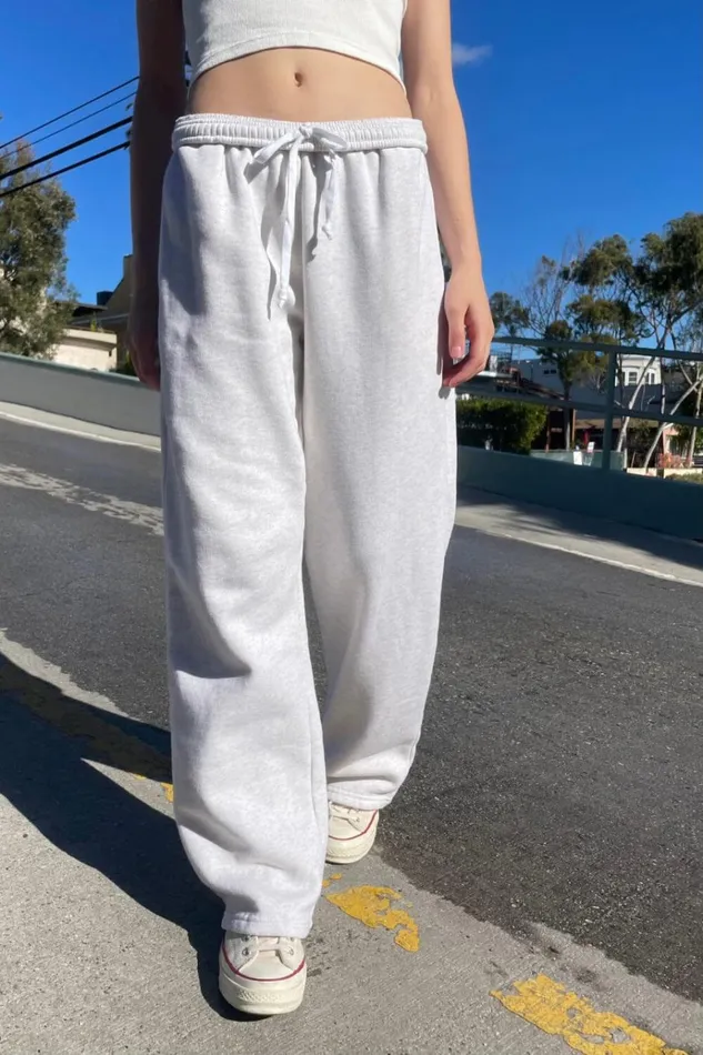 Anastasia Tie Sweatpants Melange Grey Women Brandy Melville Sweatpants and Sweatshirts