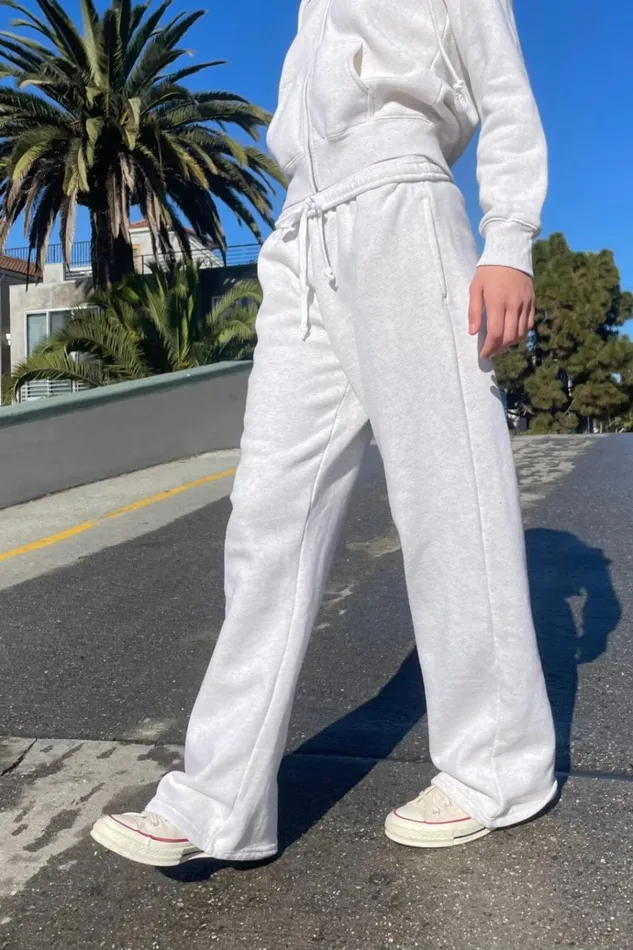 Anastasia Tie Sweatpants Melange Grey Women Brandy Melville Sweatpants and Sweatshirts